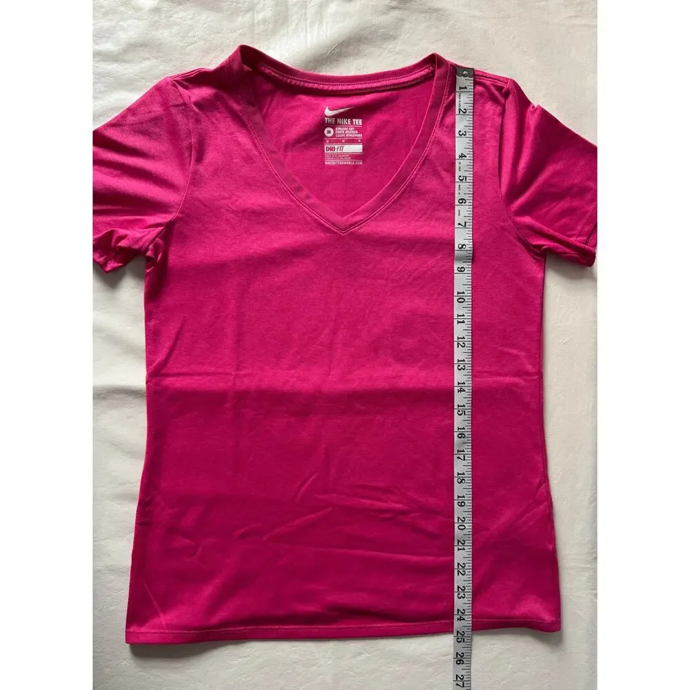 Nike Women's The Nike V-Neck Tee in Pink Size M - Picture 7 of 7
